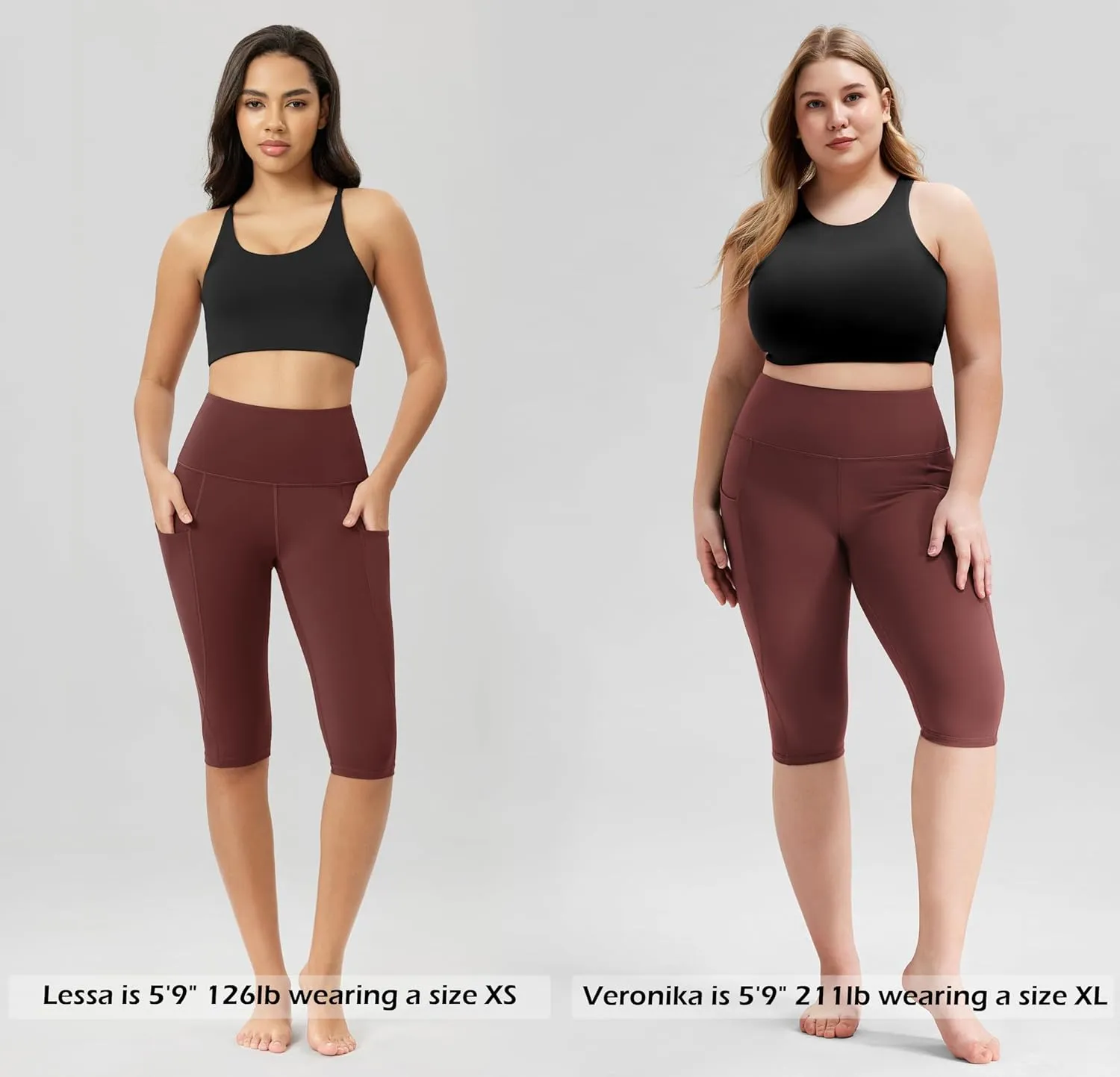 ODODOS Women's High Waisted Yoga Capris with Pockets, Tummy Control Non See Through Workout Athletic Running Capri Leggings