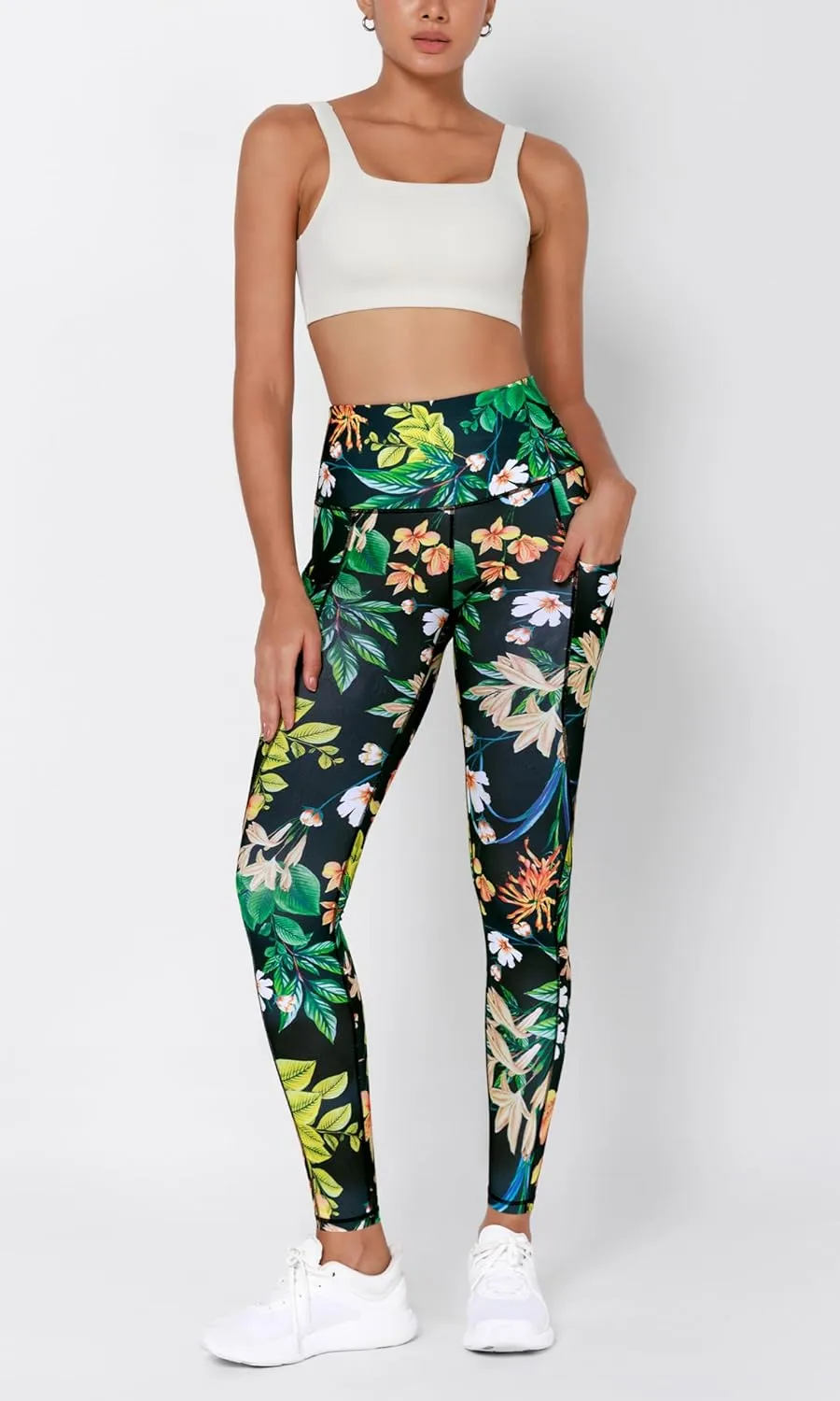 ODODOS Women's High Waisted Yoga Leggings with Pockets, Tummy Control Non See Through Workout Athletic Running Yoga Pants