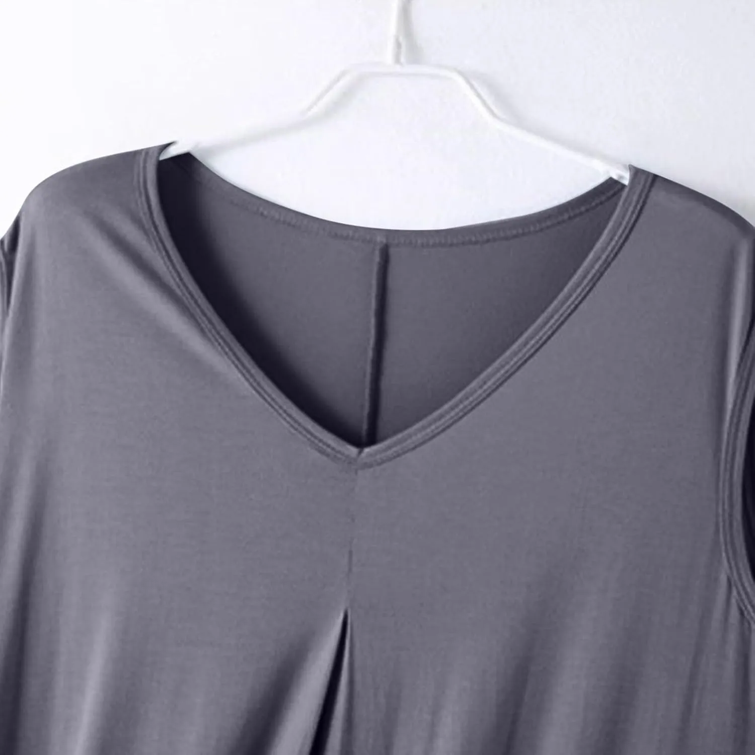 Oplxuo Cotton Nightgowns for Women V-Neck Lounge Dress Casual Sleeveless Long Sleep Shirts Summer Solid Color Sleepwear