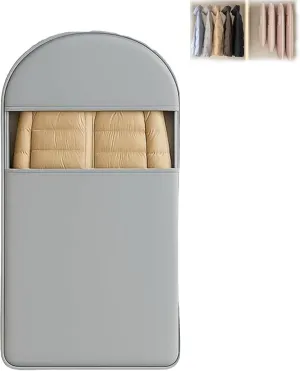 Otherwise Garment Bag, Suspended Dust-Proof Bag for Down Jacket, Space-Saving Garment Bags, Clothe Receiver With Self-Compression Zipp, Used For Clothes Storage (Gray,L)