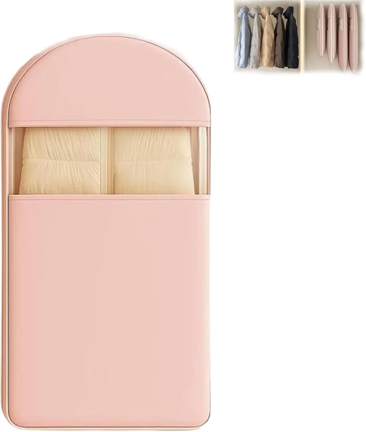 Otherwise Garment Bag, Suspended Dust-Proof Bag for Down Jacket, Space-Saving Garment Bags, Clothe Receiver With Self-Compression Zipp, Used For Clothes Storage (Pink,M)