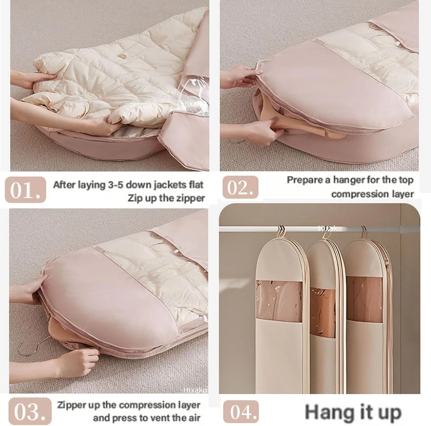 Otherwise Garment Bags, Closet Organizer For Winter Coats, Down Jackets, Heavy Clothes, Dust Proof, Durability Wardrobe Storage (Large Beige)
