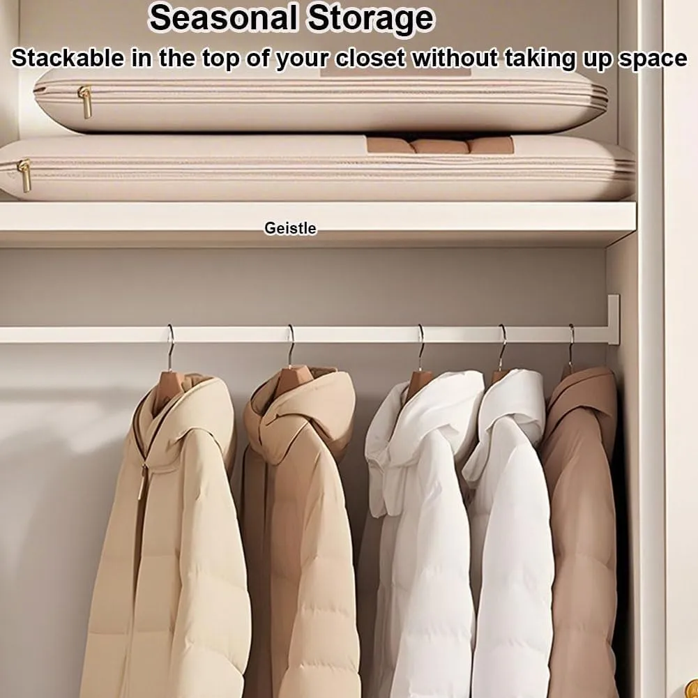 Otherwise Garment Bags, Closet Organizer For Winter Coats, Down Jackets, Heavy Clothes, Dust Proof, Durability Wardrobe Storage (Large Beige)