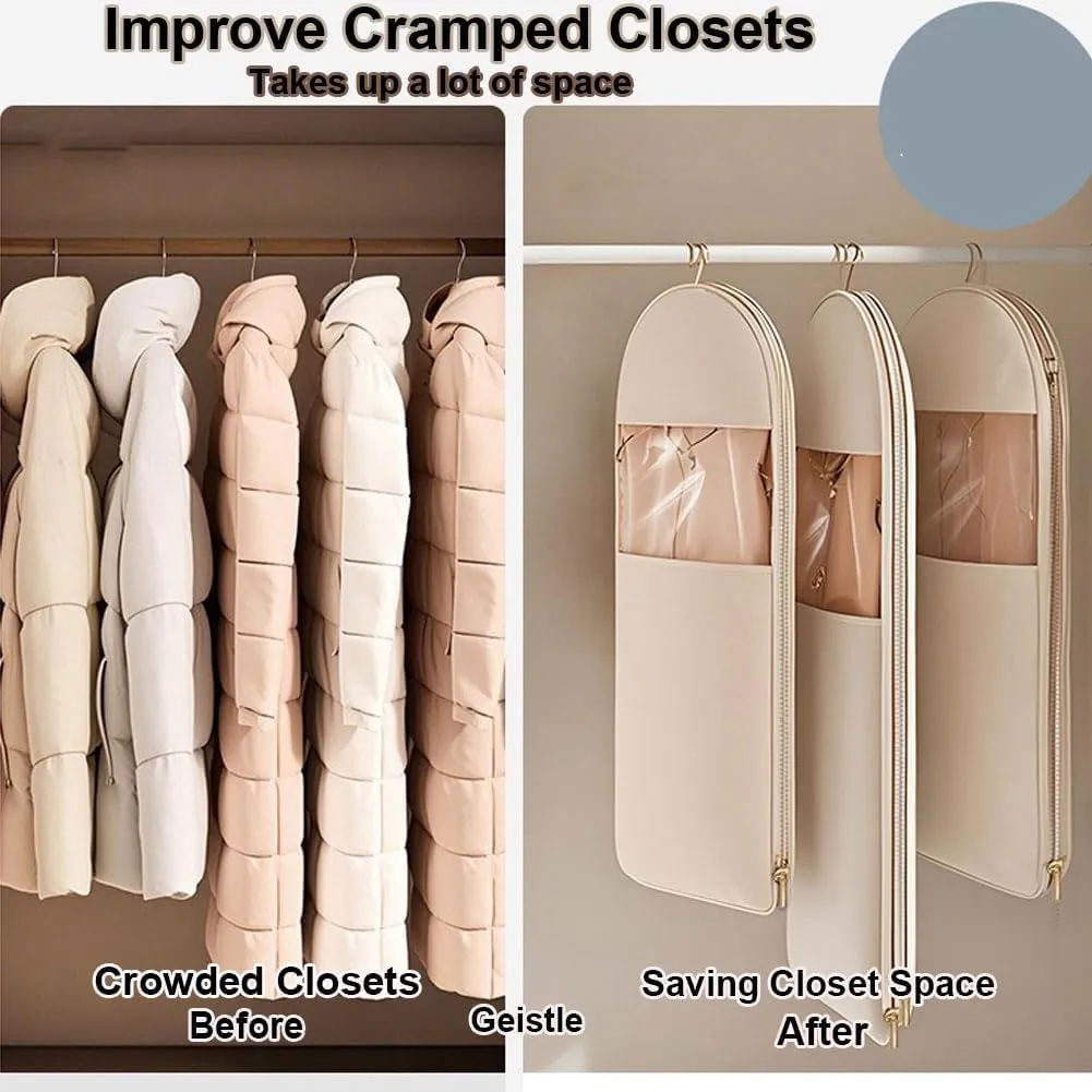 Otherwise Garment Bags, Closet Organizer For Winter Coats, Down Jackets, Heavy Clothes, Dust Proof, Durability Wardrobe Storage (Large Beige)