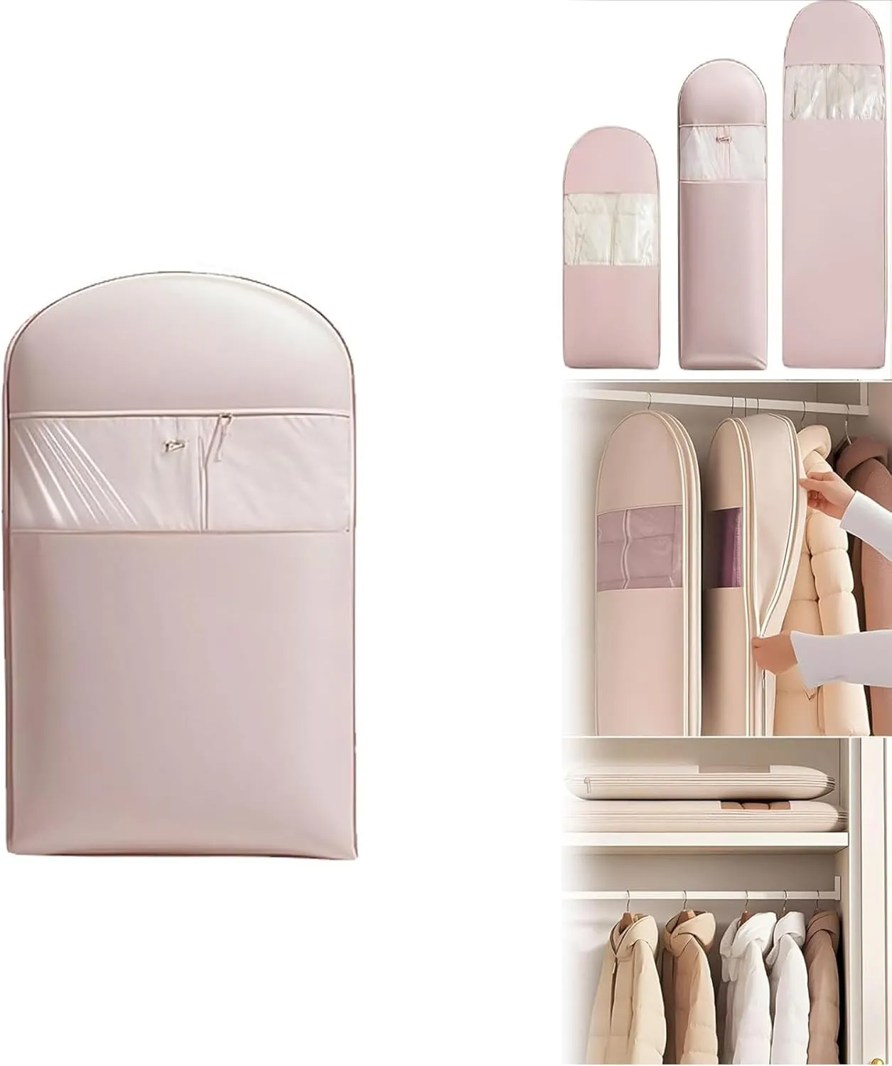 Otherwise Garment Bags, Closet Organizer For Winter Coats, Down Jackets, Heavy Clothes, Dust Proof, Durability Wardrobe Storage (Medium Pink)