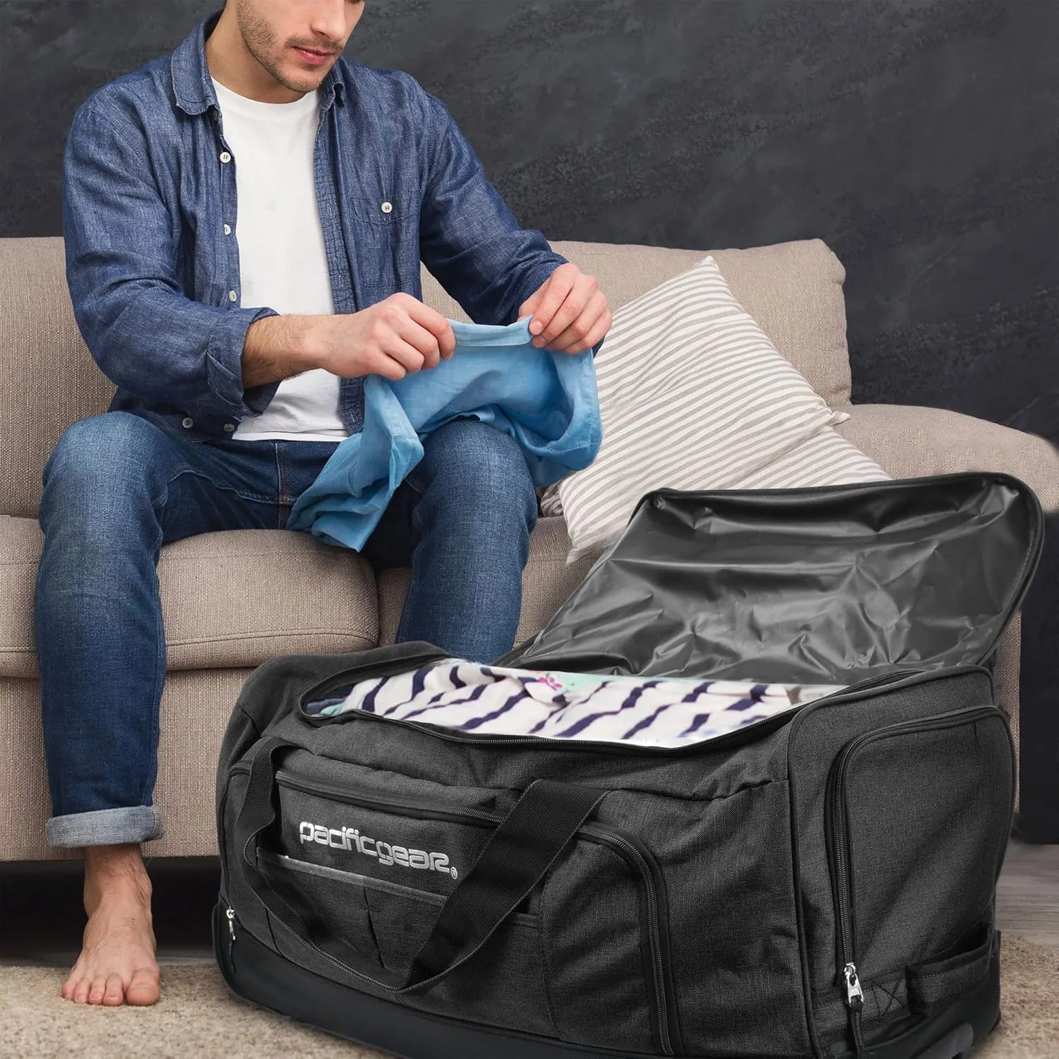 Pacific Gear Rolling Duffel Wheels, 30-inch Luggage, Hockey Bag, Heavy Duty