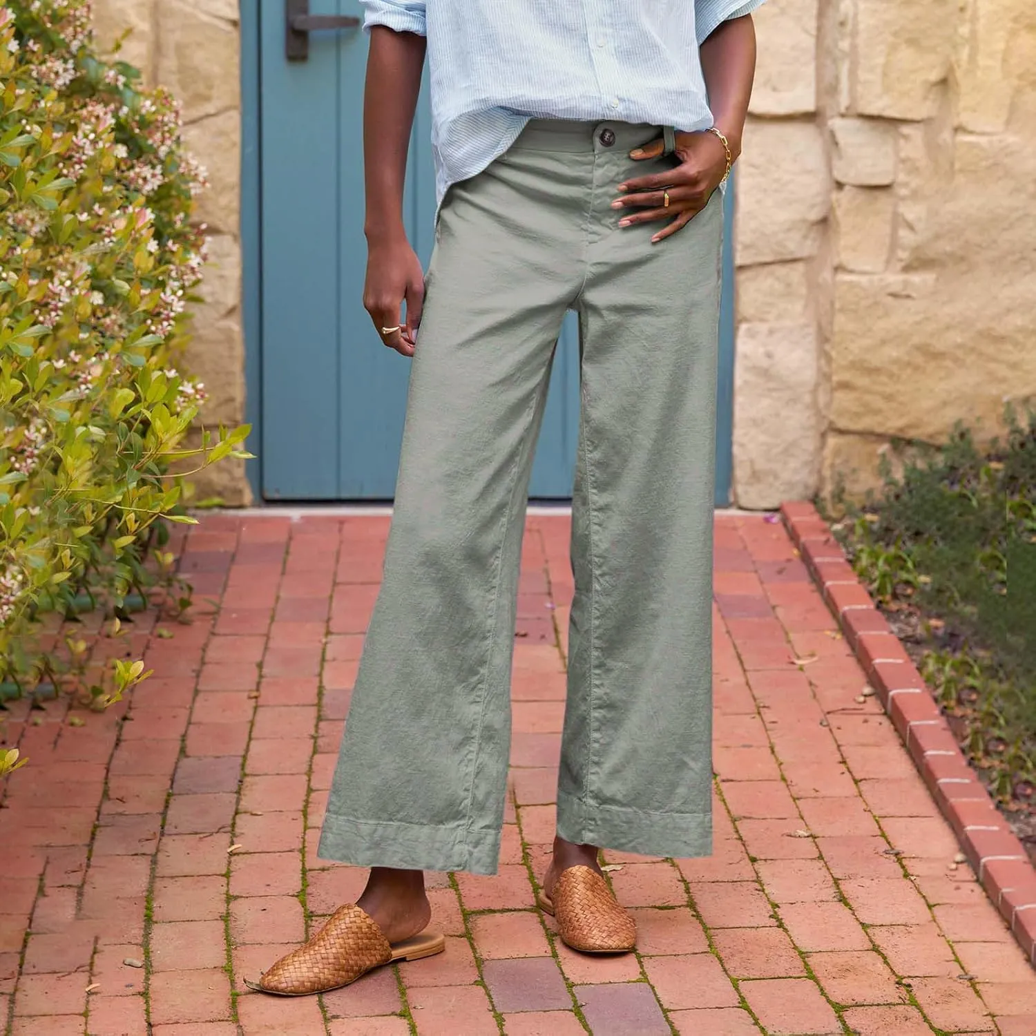 Pants for Women, Straight Leg Casual Pants Peasant Linen Comfortable Fit Trendy