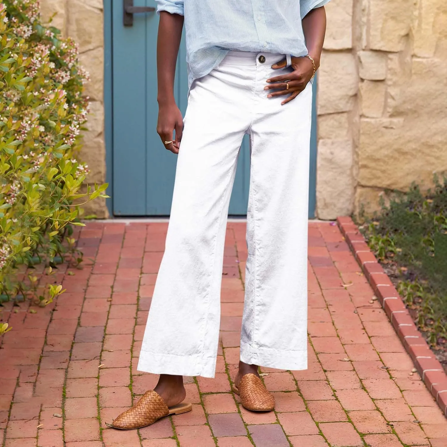 Pants for Women, Straight Leg Peasant Pants Casual Linen Trendy Comfortable Fit
