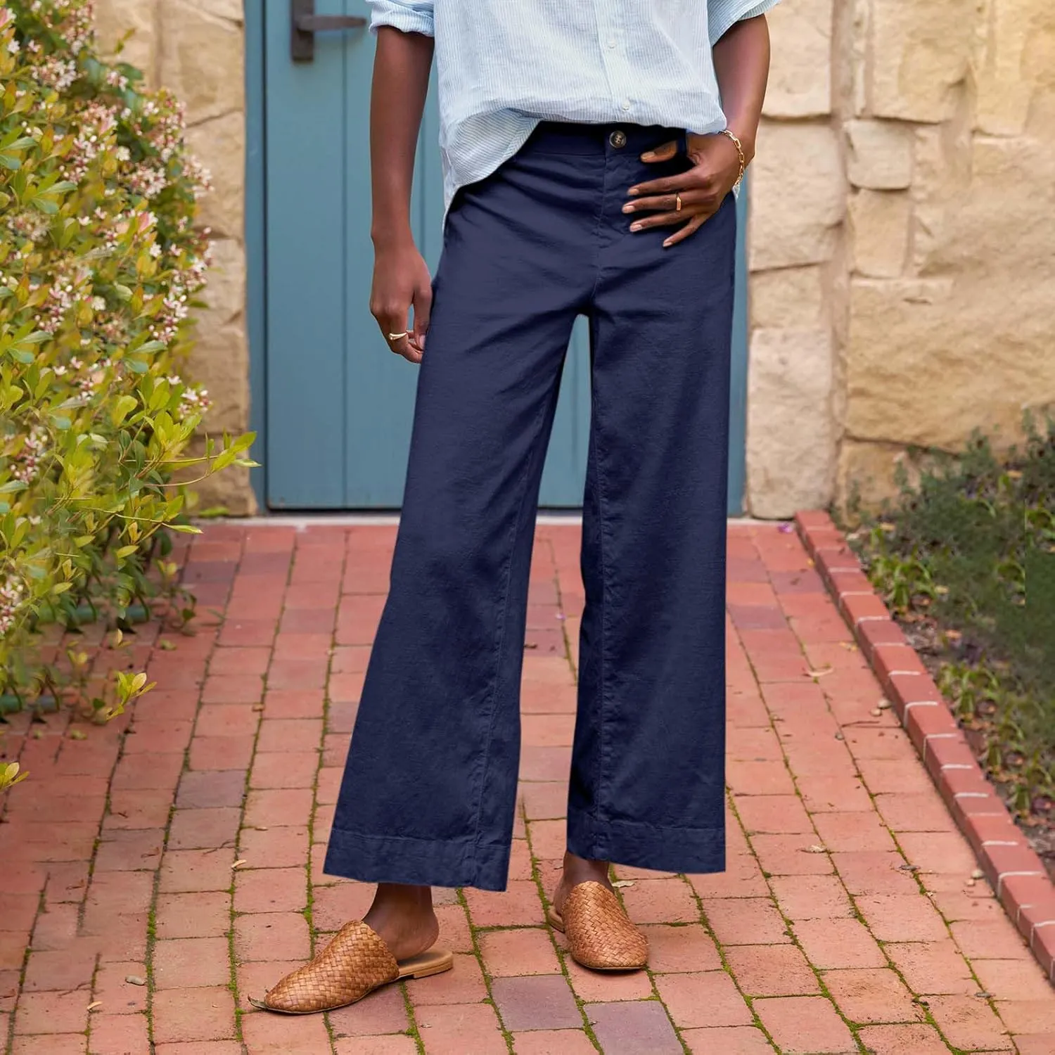 Pants for Women, Straight Leg Peasant Pants Casual Linen Trendy Comfortable Fit