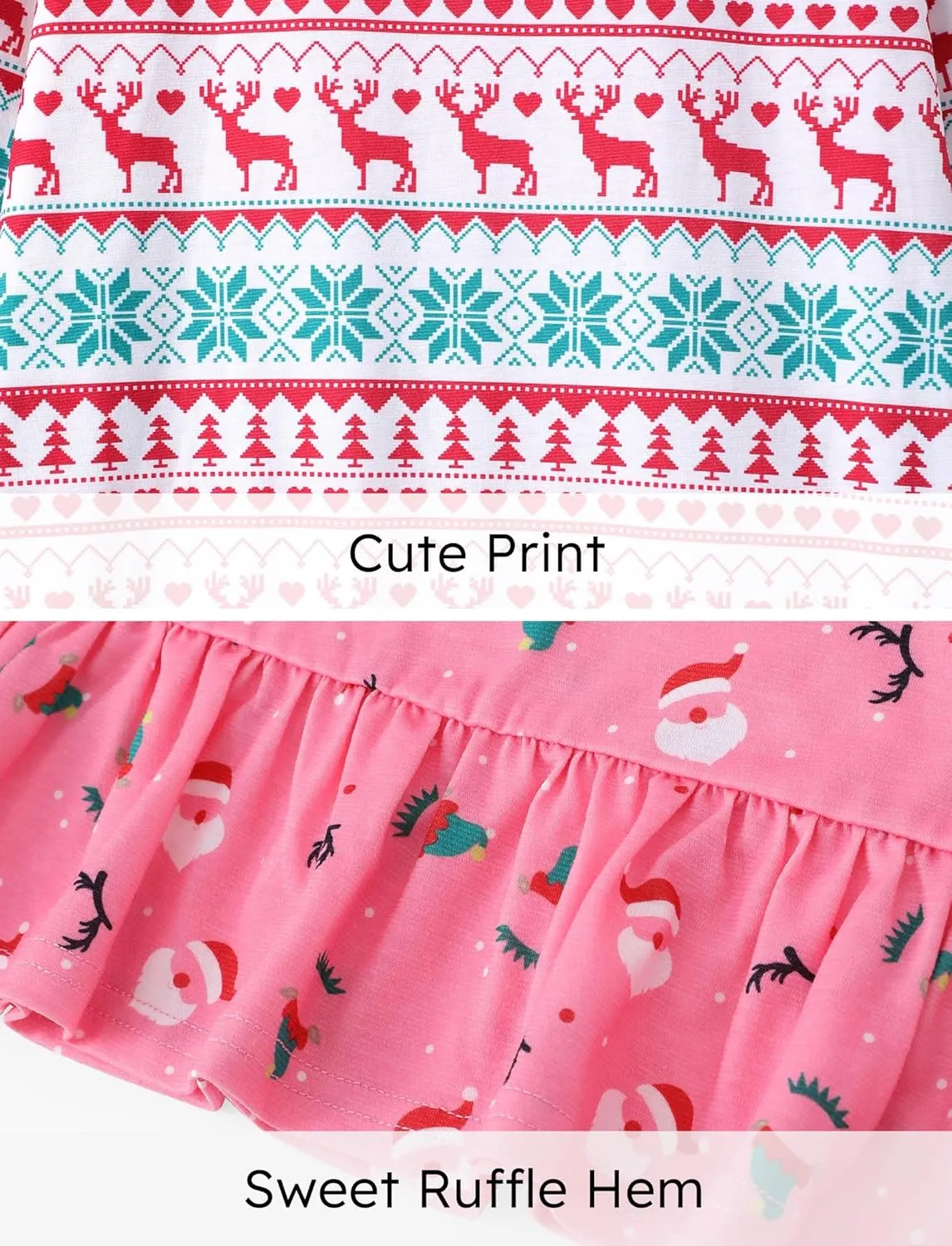 PATPAT 2Pcs Girls Nightgowns Long Sleeve Pajamas Cute Nightdress Sleepwear Pajamas