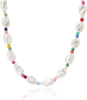 Pearl Choker Necklaces for Women Colorful Beaded Necklace Trendy Pearl Choker Necklace Boho Summer Necklaces Beach Jewelry
