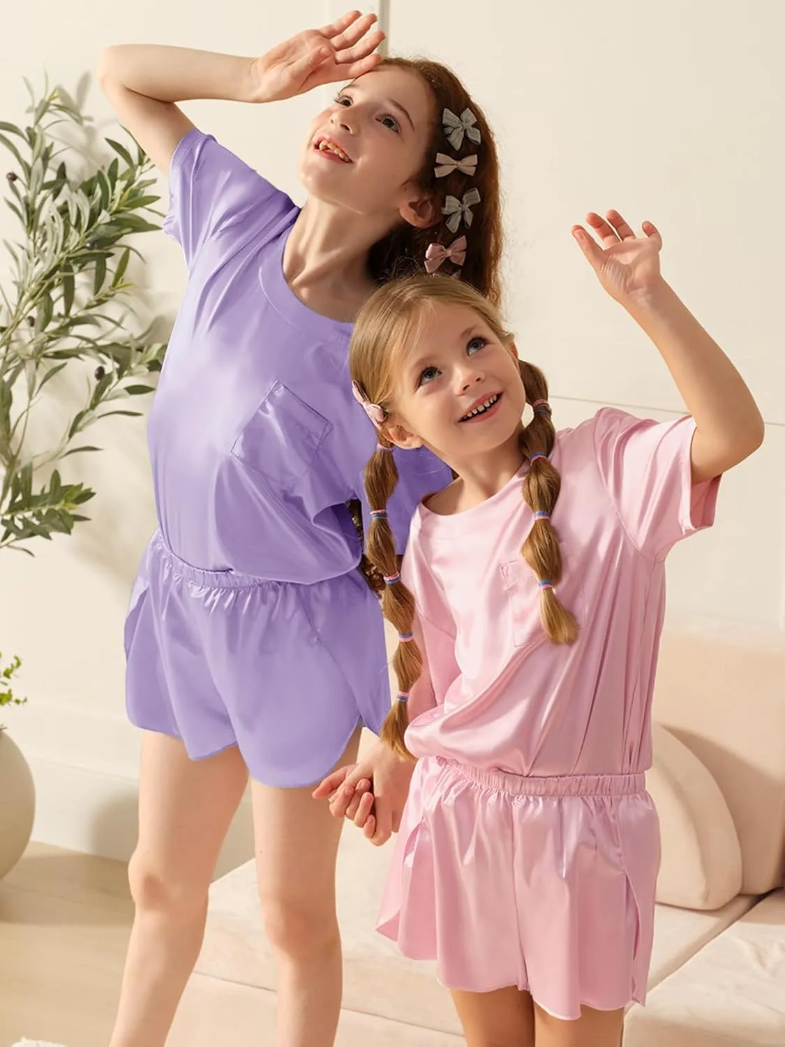 Petite&Me Girls Pajamas, Silk Pajamas for Girls, Pajamas for Kids Size 4-14