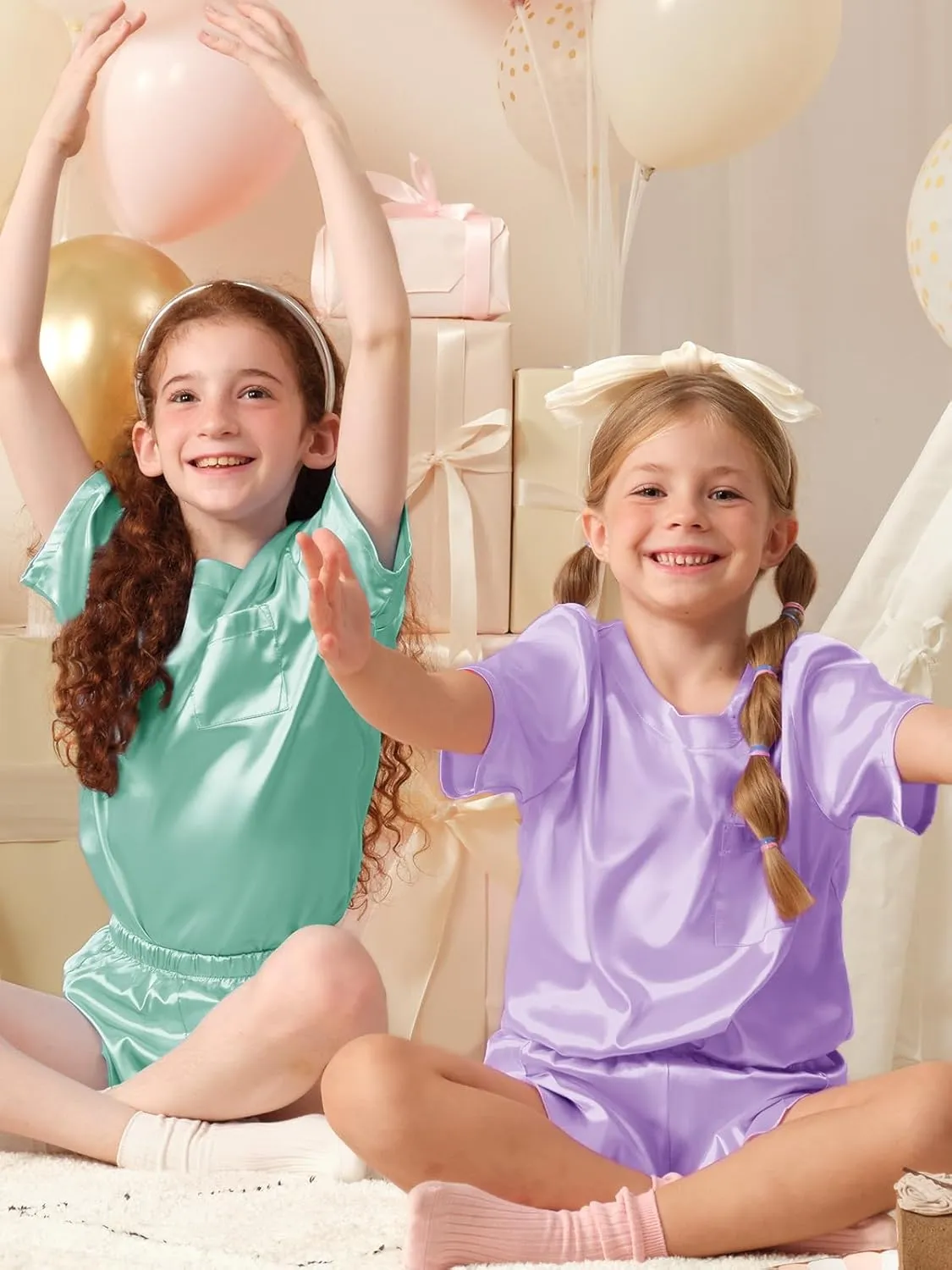 Petite&Me Girls Pajamas, Silk Pajamas for Girls, Pajamas for Kids Size 4-14
