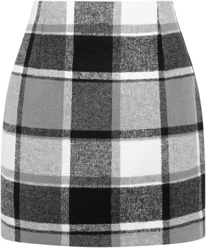 Plaid Skirts for Women,2025 Spring Summer Trendy High Waisted Bodycon Pencil Skirts,Business Casual Mini/Midi Skirts