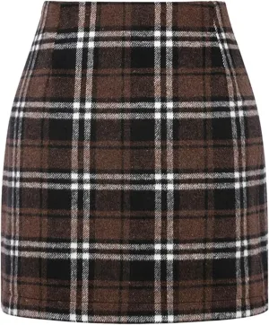 Plaid Skirts for Women,2025 Spring Summer Trendy High Waisted Bodycon Pencil Skirts,Business Casual Mini/Midi Skirts