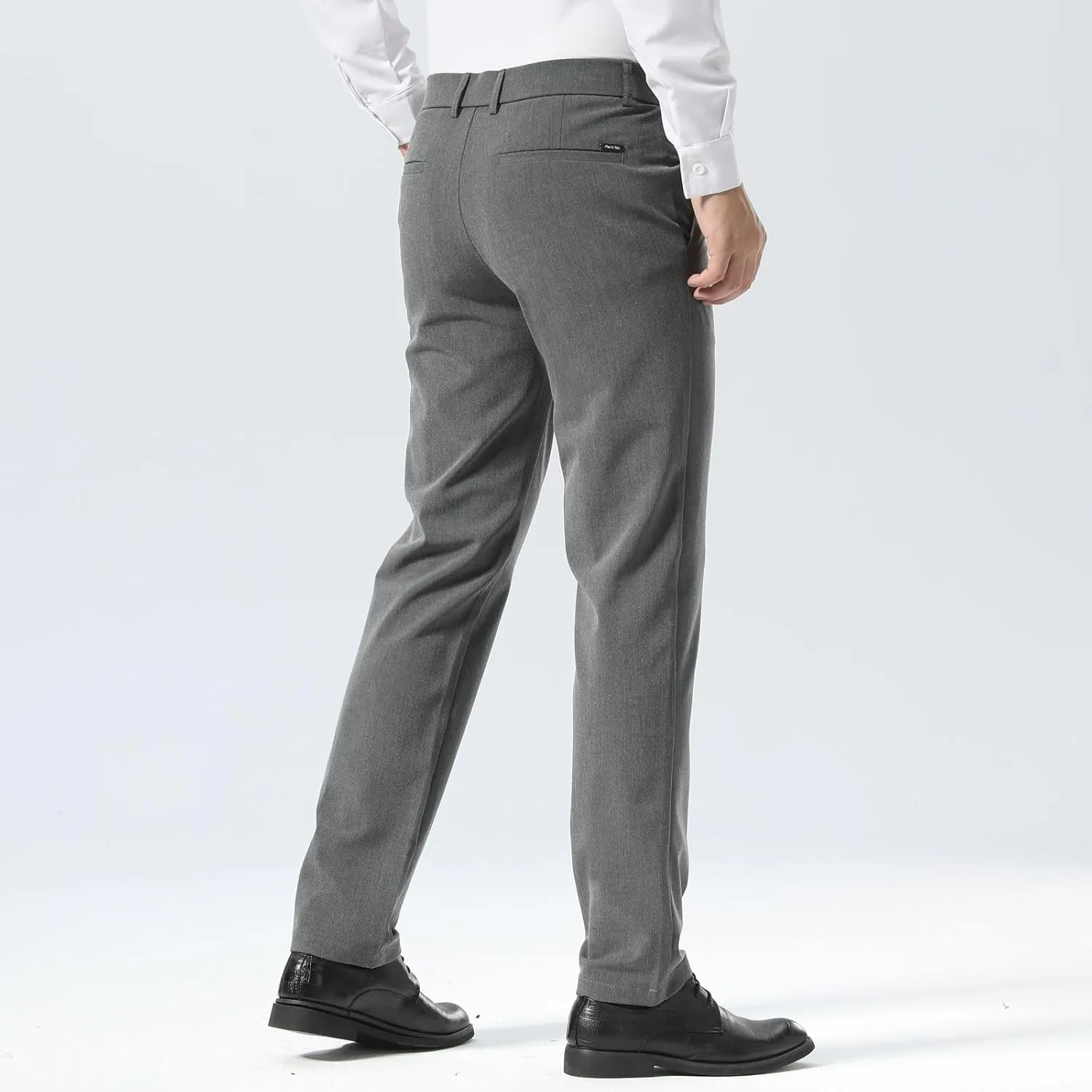 Plaid&Plain Mens Slim Fit Dress Pants Stretch Dress Pants