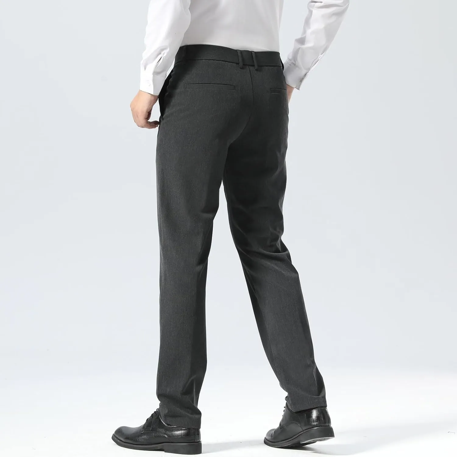 Plaid&Plain Mens Slim Fit Dress Pants Stretch Dress Pants