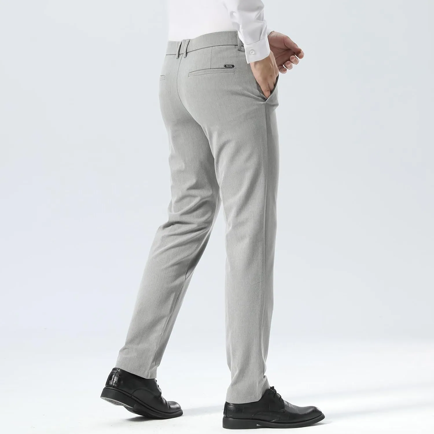 Plaid&Plain Mens Slim Fit Dress Pants Stretch Dress Pants