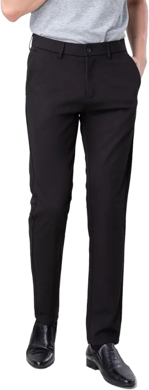 Plaid&Plain Mens Slim Fit Dress Pants Stretch Dress Pants