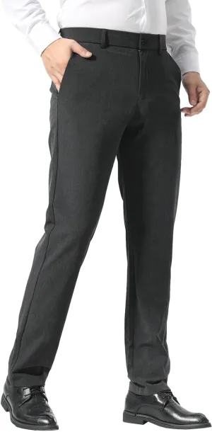 Plaid&Plain Mens Slim Fit Dress Pants Stretch Dress Pants