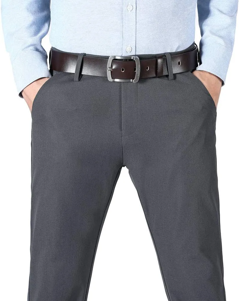 Plaid&Plain Mens Slim Fit Dress Pants Stretch Dress Pants