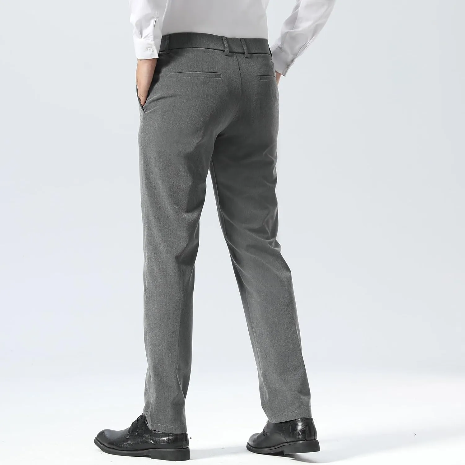 Plaid&Plain Mens Slim Fit Dress Pants Stretch Dress Pants