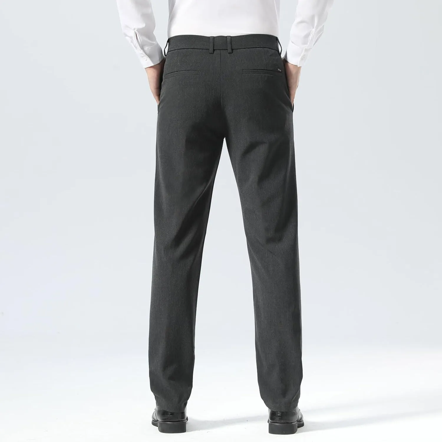 Plaid&Plain Mens Slim Fit Dress Pants Stretch Dress Pants