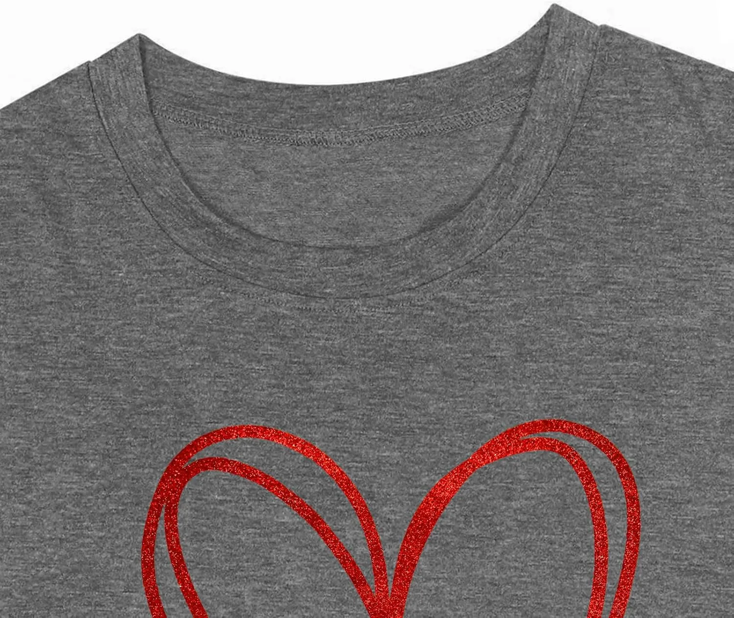 Plus Size Valentines Shirts for Women Heart Print Graphic Tees Teacher Valentine Shirt Casual Tops