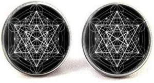 Psychedelic Sacred Geometry Cufflinks Glass Art Photo Jewelry Handmade Jewelry