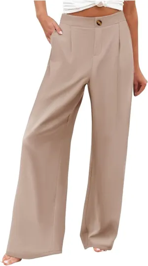 PTOLOCIF Palazzo Pants for Women,Baggy Linen Pants Summer Lightweight High Waist Palazzo Pants Loose Straight Leg Pants