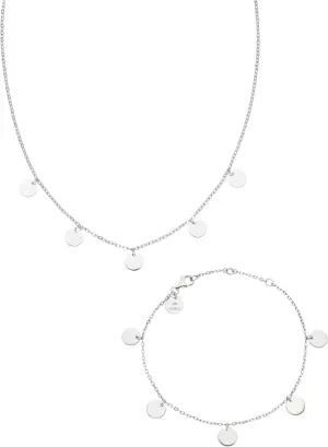 Purelei Kalea Bundle Silver  Waterproof necklace bracelet set  Stainless steel jewelry  Jewelry gift sets  Jewelry sets for women  Necklace and bracelet with coins  Silver jewelry set