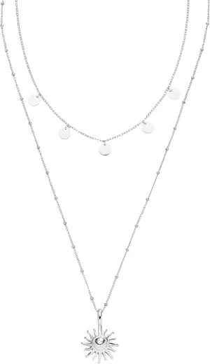 Purelei Kalea Sun Bundle Silver  Waterproof necklace set  Stainless steel jewelry  Jewelry gift sets  Jewelry sets for women  Necklace with coins and sun  Silver jewelry set