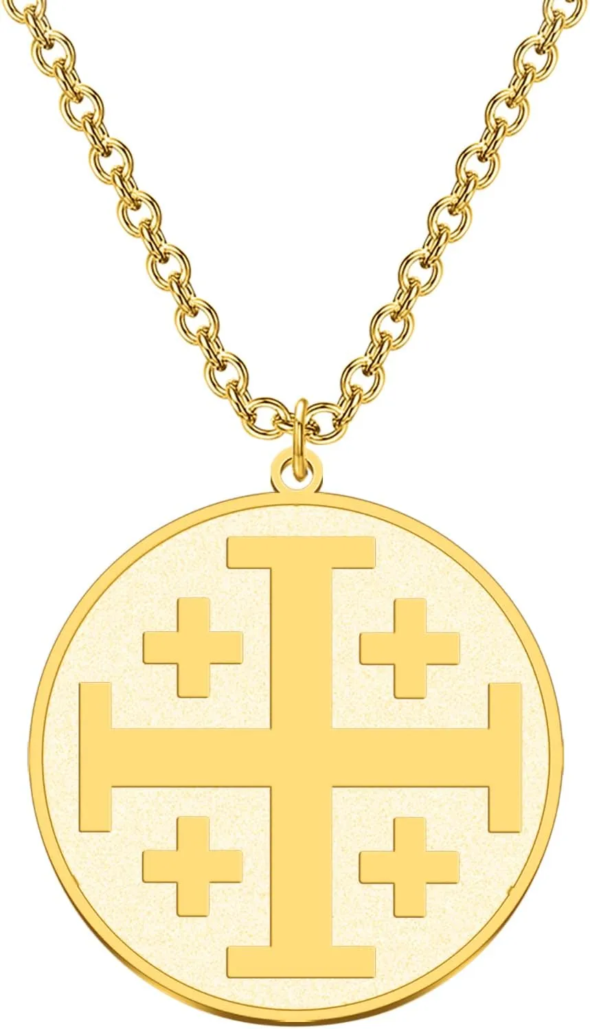 Religious Jewelry Cross Disc Pendant Necklace Greek Orthodox Jewelry