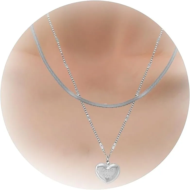 Roe Dolph Layered Pendant Necklace for Women Multi-layer Gold Silver Coin Geometric Chain Choker Necklace Dainty Chunky Link Chain Choker Necklaces for Women Trendy Jewelry Birthday Gifts