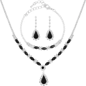 Sacina Bridesmaid Jewelry Set, Teardrop Rhinestone Necklace, Bracelet and Earrings Set, Wedding Jewelry, Vintage Necklace, Christmas Jewelry Gift