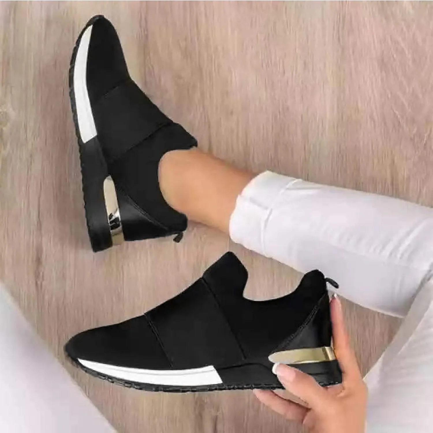 SBGMoSJ Womens Black Platform Fashion Sneakers Red and White Athletic Shoes Women's Womens Wide Width Shoes Dressy Casual Chunky Sneakers for Women Trendy Cute Comfy Fall Shoes Women