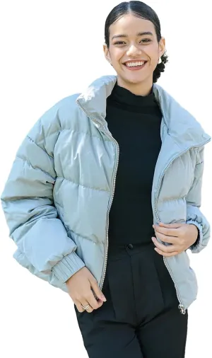 SDEER Women's Goose Down Jacket Parkas Winter Stand Collar Casual Puffer Down Jacket Quilted Warm Cropped Coat
