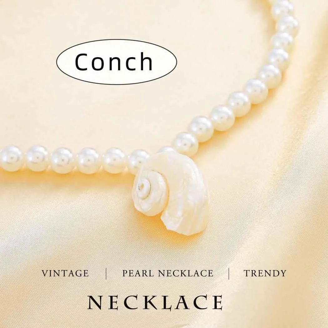 Sea Shell Necklace for Women Pearl Necklaces Conch Seashell Choker Necklace Pearls Necklaces Summer Beach Jewelry
