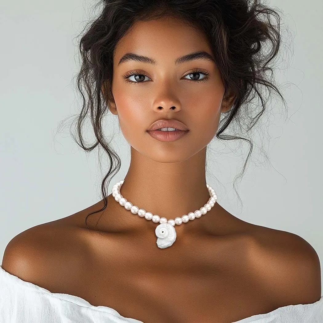 Sea Shell Necklace for Women Pearl Necklaces Conch Seashell Choker Necklace Pearls Necklaces Summer Beach Jewelry