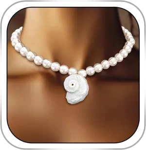 Sea Shell Necklace for Women Pearl Necklaces Conch Seashell Choker Necklace Pearls Necklaces Summer Beach Jewelry