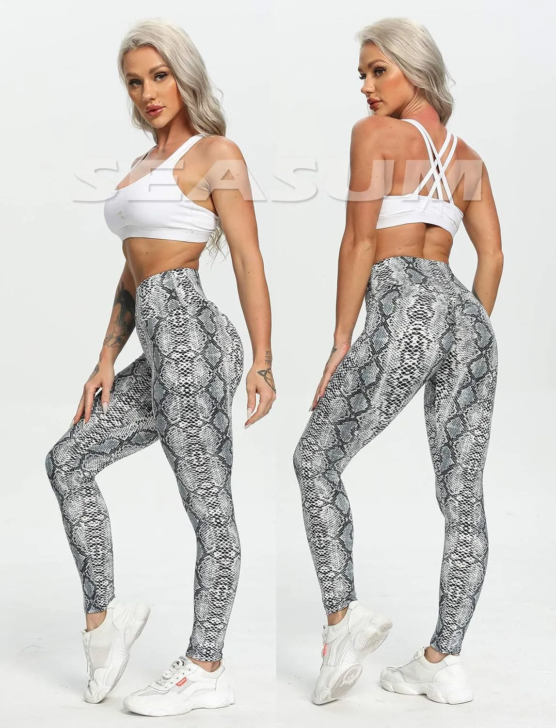 SEASUM Women Scrunch Butt Leggings High Waisted Ruched Yoga Pants Workout Butt Lifting