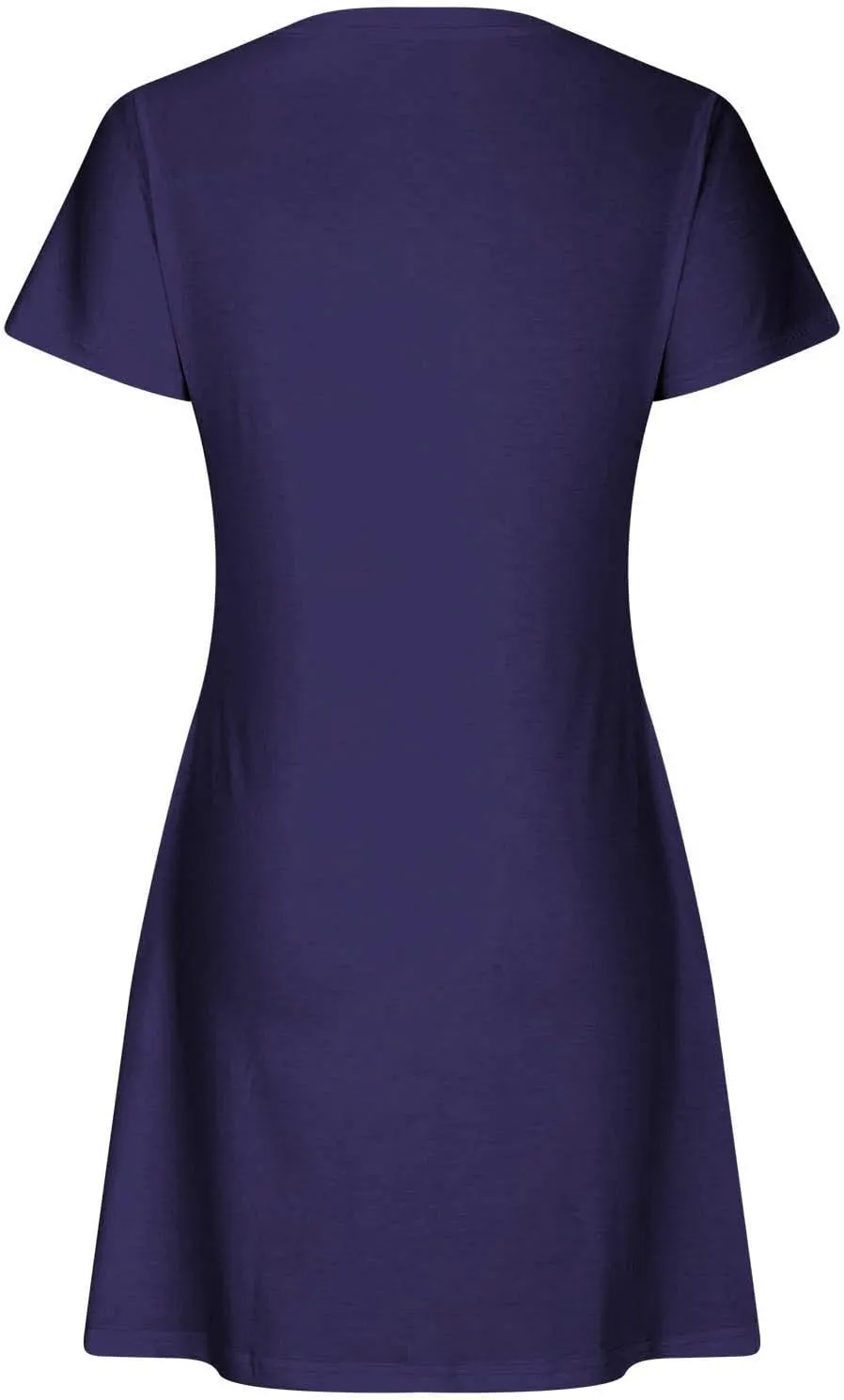 Short Sleeve Dress for Women Crewneck T Shirt Dress Solid Babydoll Dress with Pockets Holiday Vacation Clothes