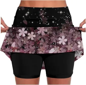 Skorts for Women Dressy Casual High Waist Plus Size Skirts with Shorts Summer Tummy Control Athletic Tennis Skirt Yoga Skort