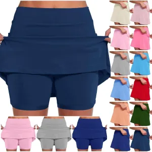 Skorts for Women Dressy Casual Plus Size High Waist Skirt with Shorts Summer Tummy Control Athletic Tennis Skirts Yoga Skort