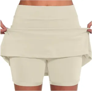 Skorts for Women Dressy Casual Plus Size High Waist Skirt with Shorts Summer Tummy Control Athletic Tennis Skirts Yoga Skort