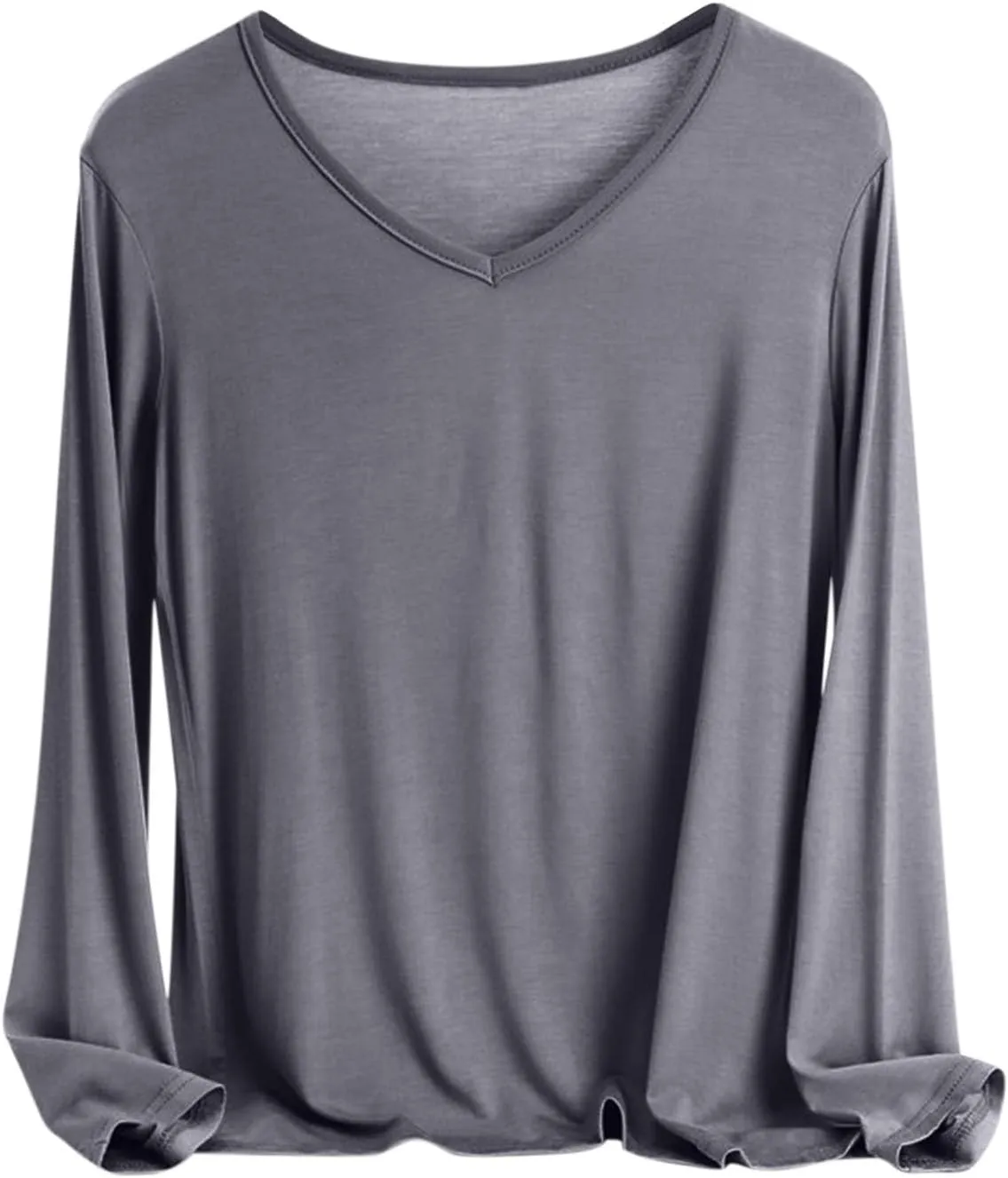Sleep Shirts for Women Modal V Neck Solid Color Lounge Pajamas Top Soft Ladies Long Sleeve Pajama Shirt