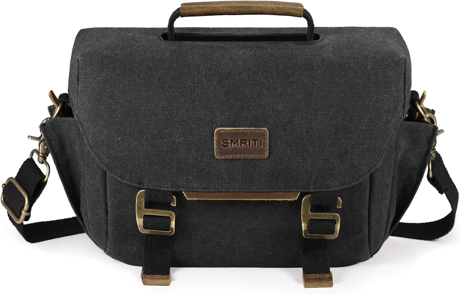 SMRITI Canvas DSLR Camera Bag, Camera Messenger Bag for Photographers,Travel Waterproof Shoulder Camera Case for Men Women (Black)