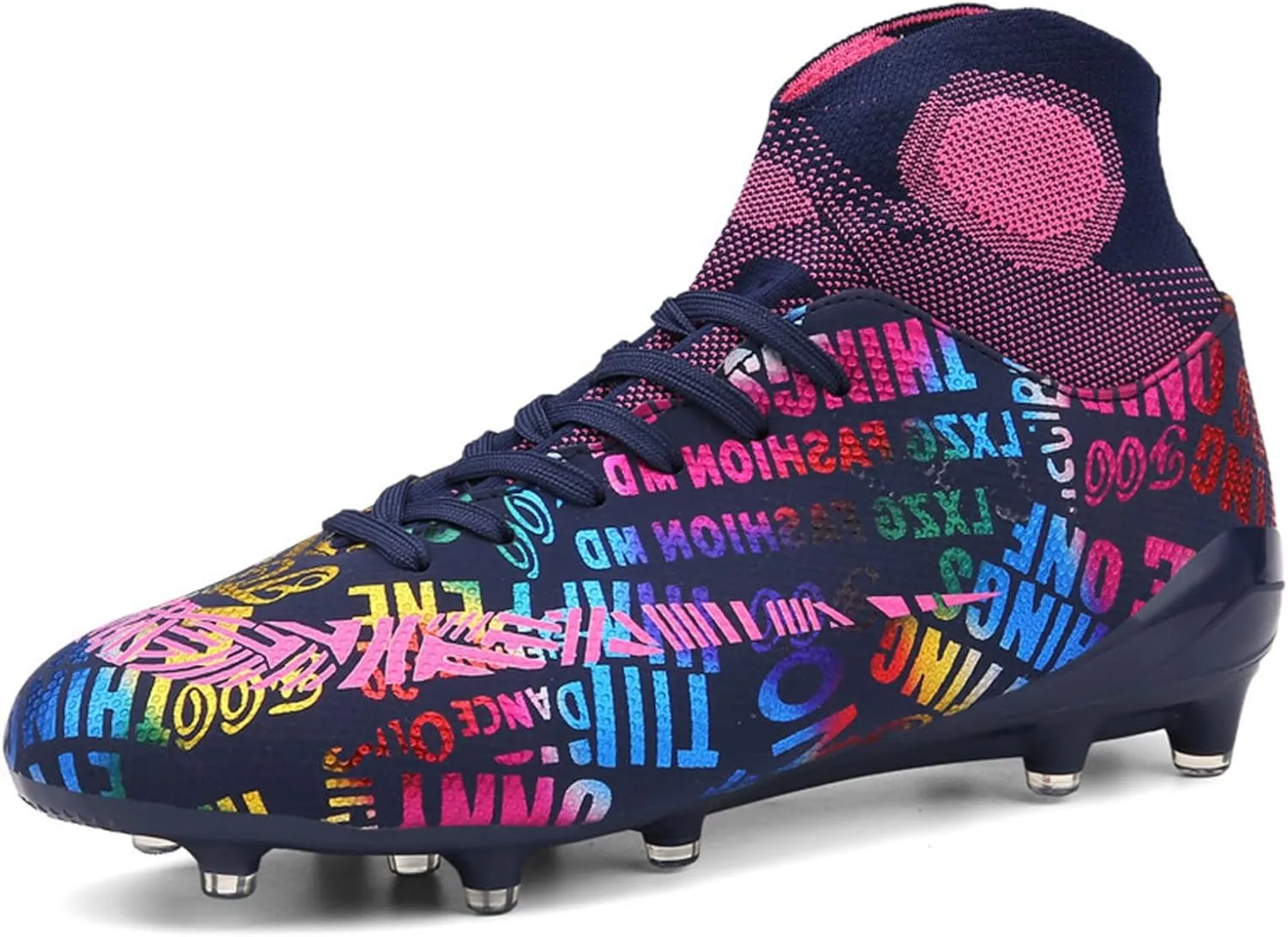Soccer Cleats Boys,Professional High-Top Fg/Ag Football Cleats Men,Breathable Comfortable Indoor Soccer Shoes Mens,Lightweight Non-Slip,for Training