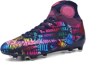 Soccer Cleats Boys,Professional High-Top Fg/Ag Football Cleats Men,Breathable Comfortable Indoor Soccer Shoes Mens,Lightweight Non-Slip,for Training