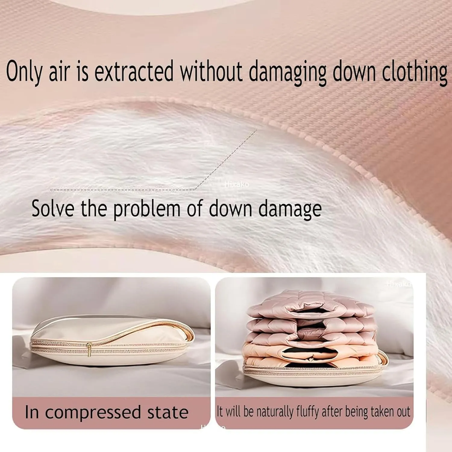 Space Saving Hanging Garment Bag with Self Compression Zipper,Space Saver Closet Organizers,Dust Cover Clothes Bags for Down Coat (1Pcs Oatmeal, 35.4322.835.91)